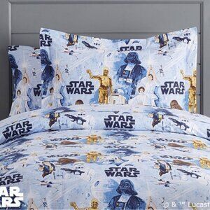 Pottery Barn Star Wars FULL FITTED SHEET A New Hope Darth Vader Blue Organic